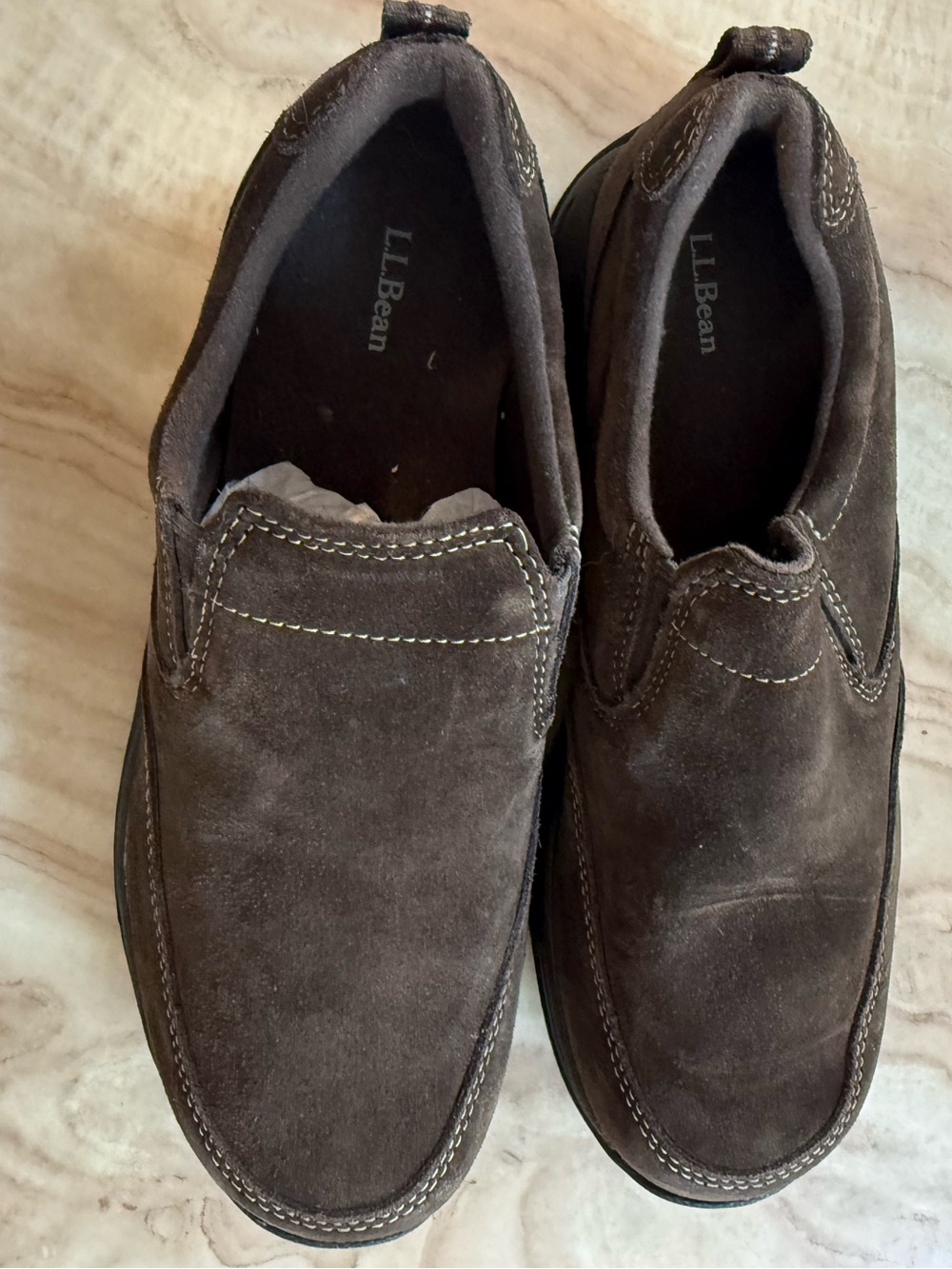 VINTAGE NWOT LL BEAN WOMENS BROWN SUEDE SLIP-ON MOCCASINS SIZE 8.5 👞